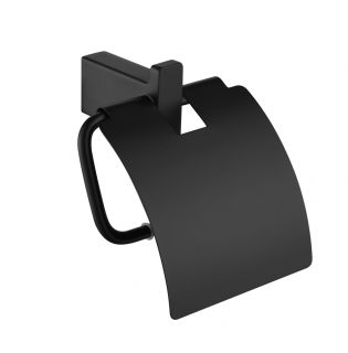 Настенный бумагодержатель с крышкой Grocenberg AC0029 (Черный матовый)